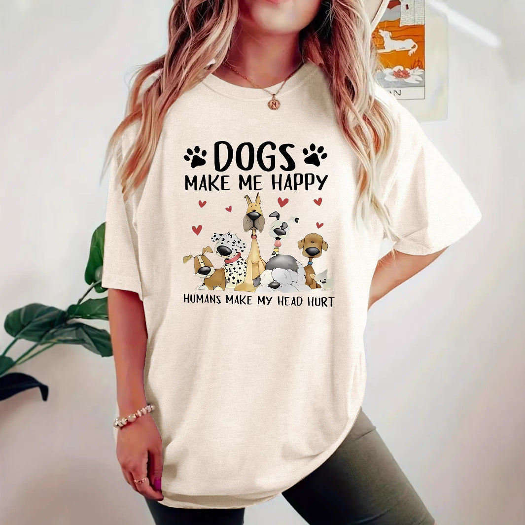 Dogs Make Me Happy Tee NZ - Pet Lover T-Shirt