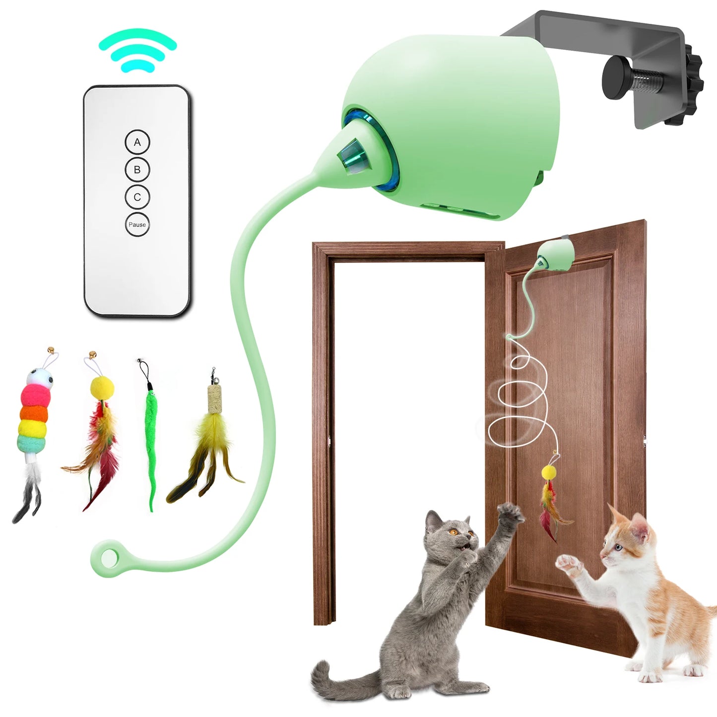 Cat Wand Toy NZ - Interactive Feather Teaser Door Hanger