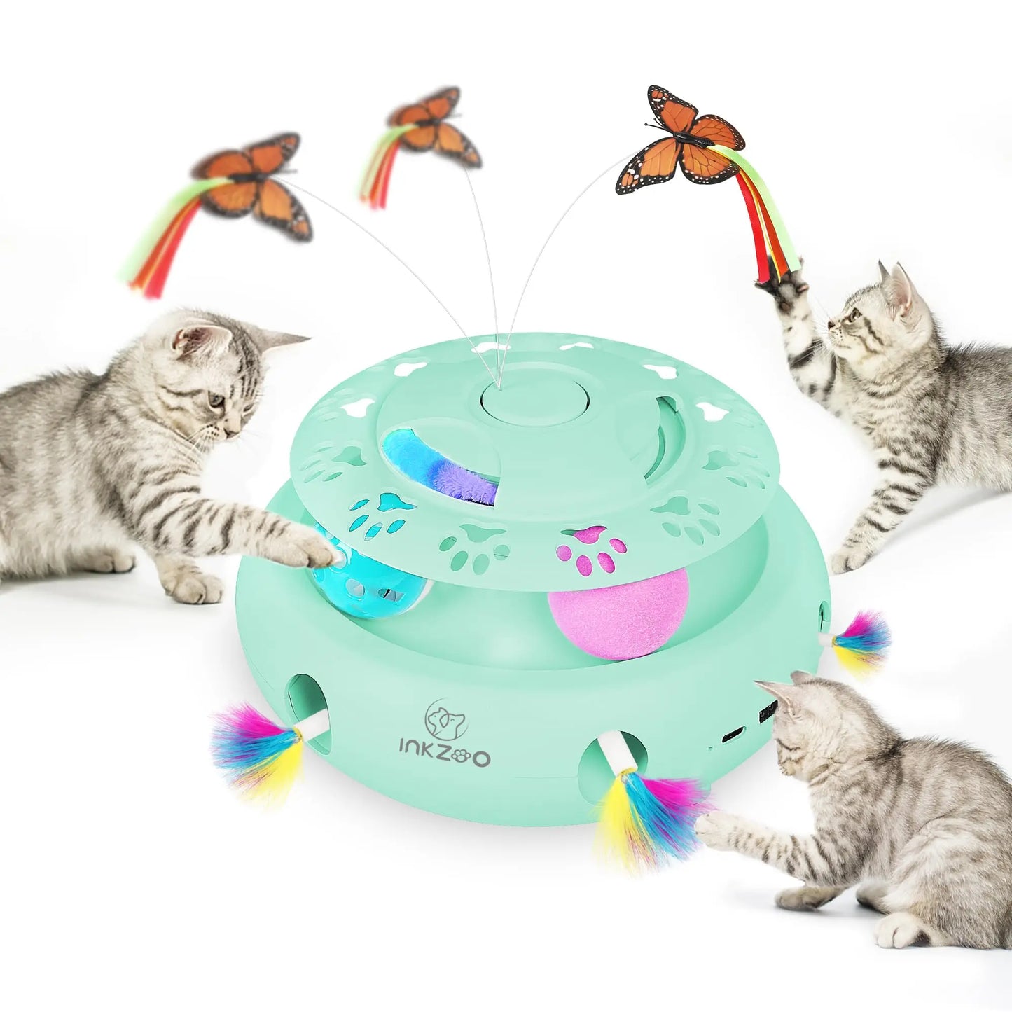 Interactive Cat Track Tower NZ - Multi-Level Spinning Ball & Feather Toy