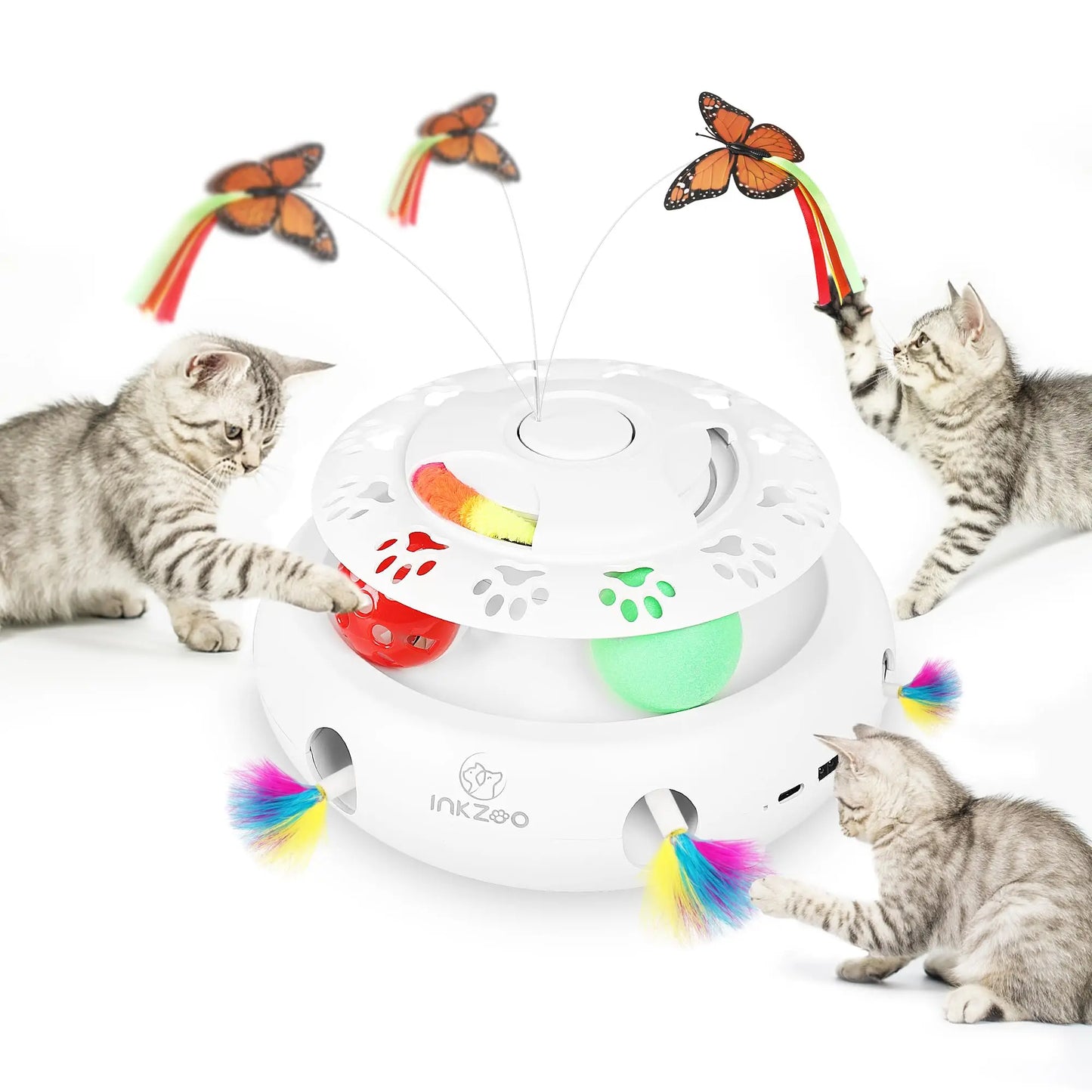 Interactive Cat Track Tower NZ - Multi-Level Spinning Ball & Feather Toy