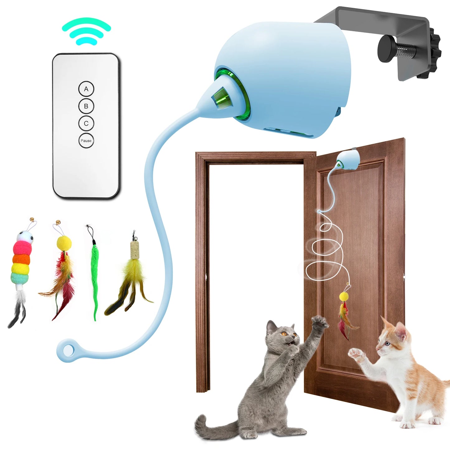 Cat Wand Toy NZ - Interactive Feather Teaser Door Hanger