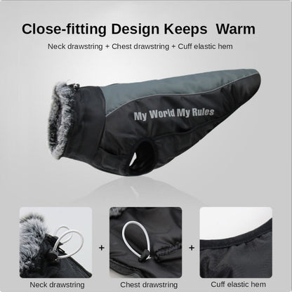 dog clothes waterproof pet clothing reflective dogs vest harness clothes with fur collar large dog jacket clothes for big dogs 2