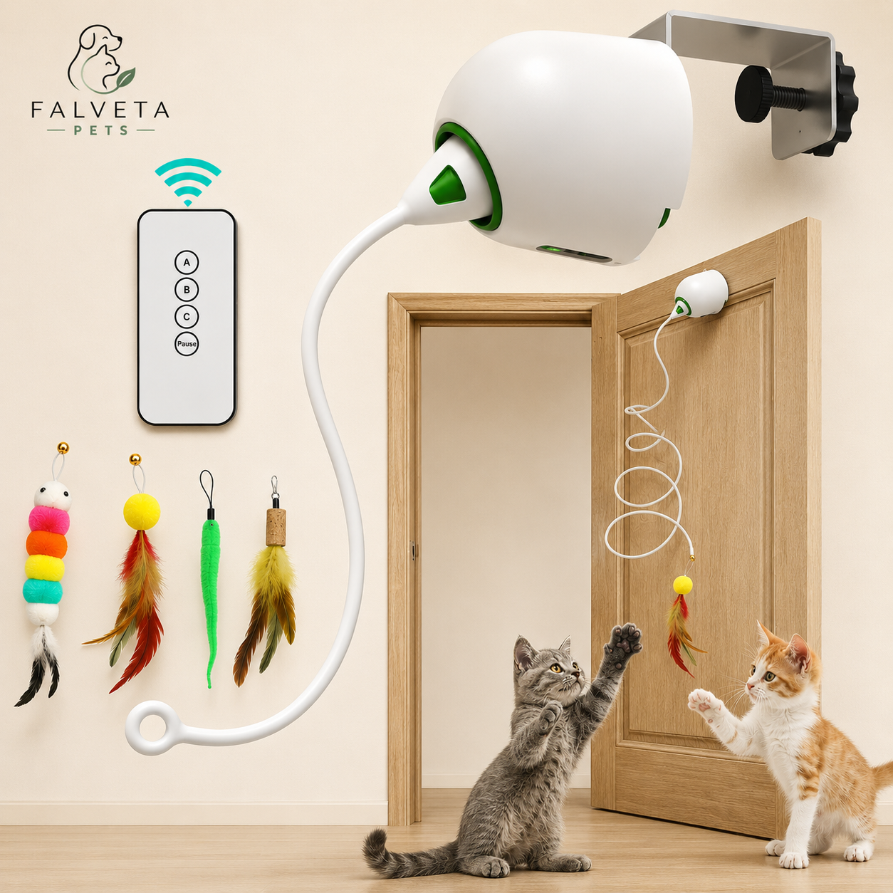 Automatic door wand cat toy — motorised feather wand NZ