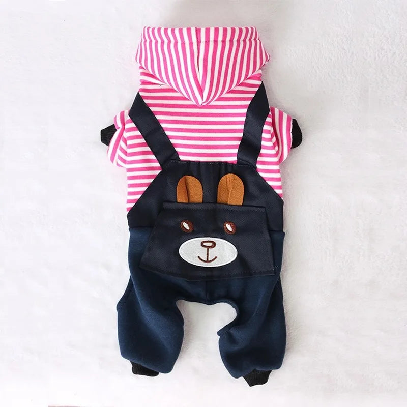 fashion striped pet dog clothes for dogs coat hoodie sweatshirt winter ropa perro dog clothing cartoon pets clothing 2