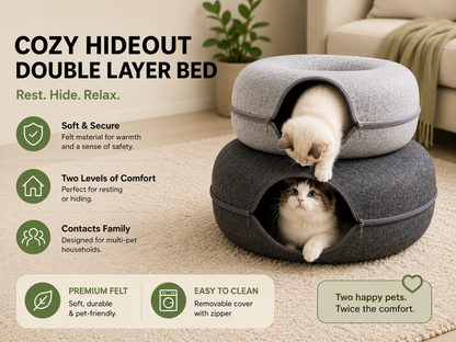 felt donut cat cave bed 1
