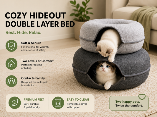 felt donut cat cave bed 1