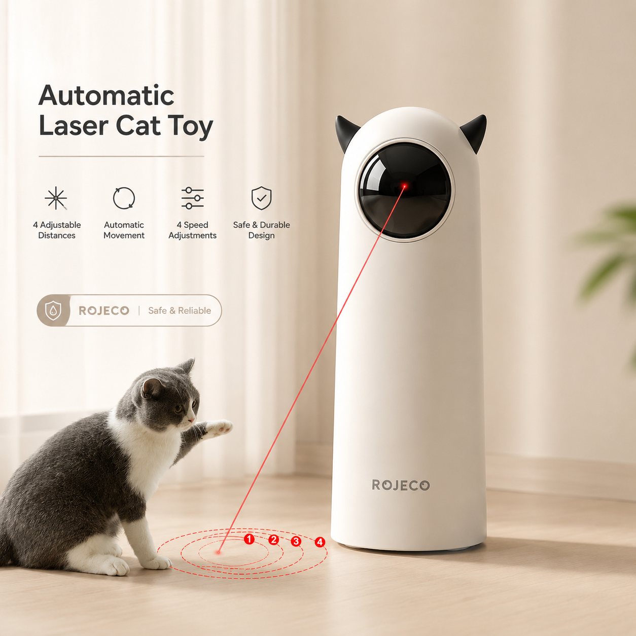 Automatic rotating laser cat toy — 4 adjustable distances NZ