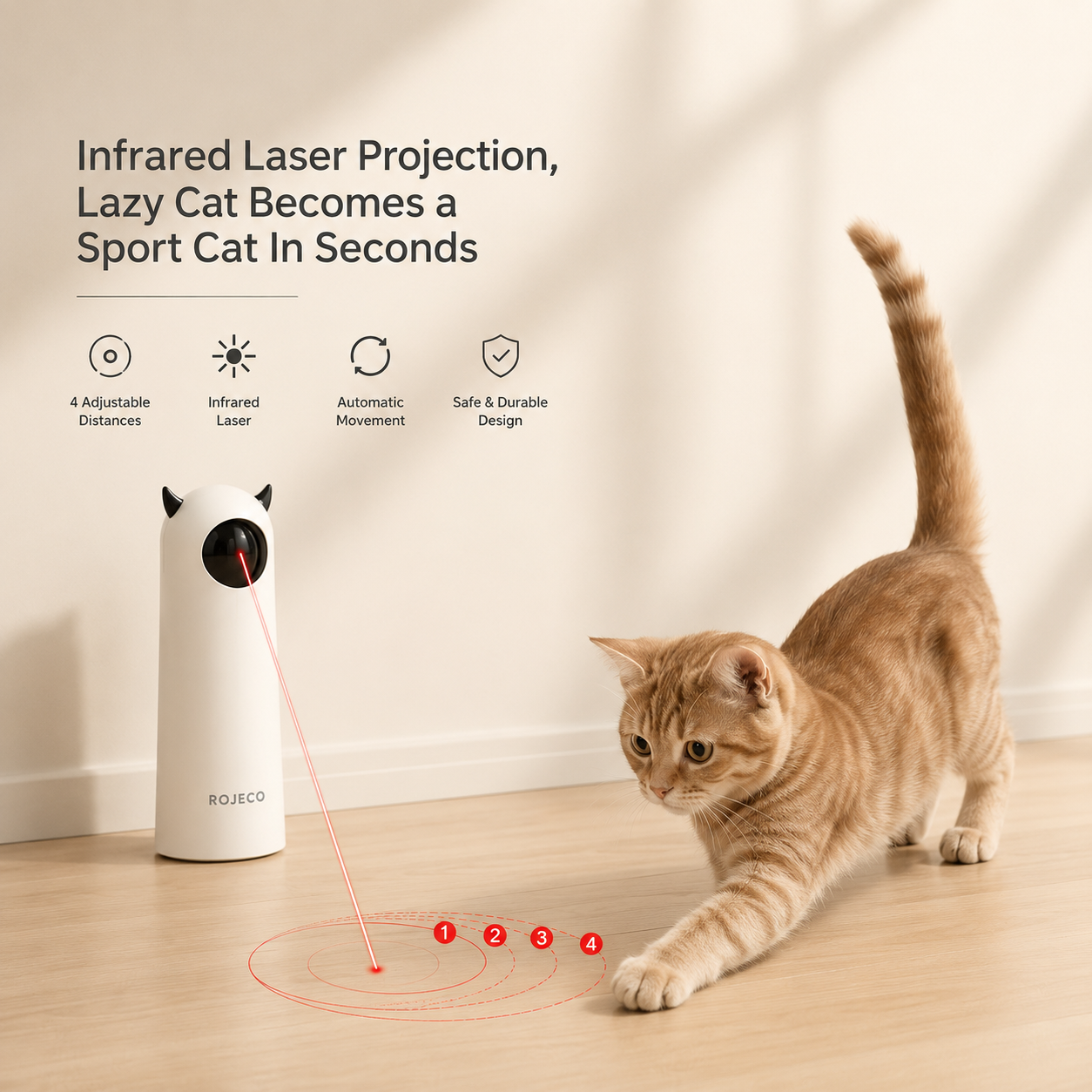 Automatic rotating laser cat toy — 4 adjustable distances NZ