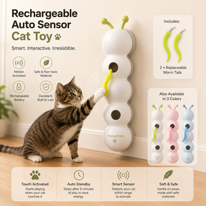Auto sensor caterpillar cat toy — wall-mounted wand toy NZ