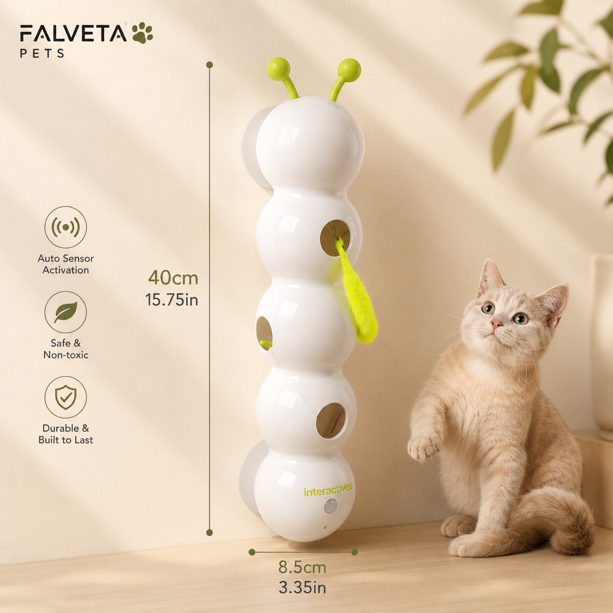 Auto sensor caterpillar cat toy — wall-mounted wand toy NZ