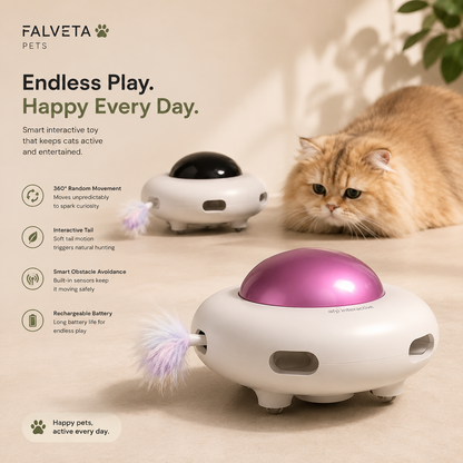 UFO spinning cat toy — LED automatic interactive floor toy NZ