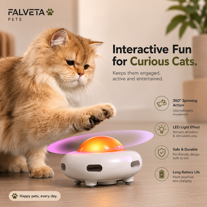 UFO spinning cat toy — LED automatic interactive floor toy NZ